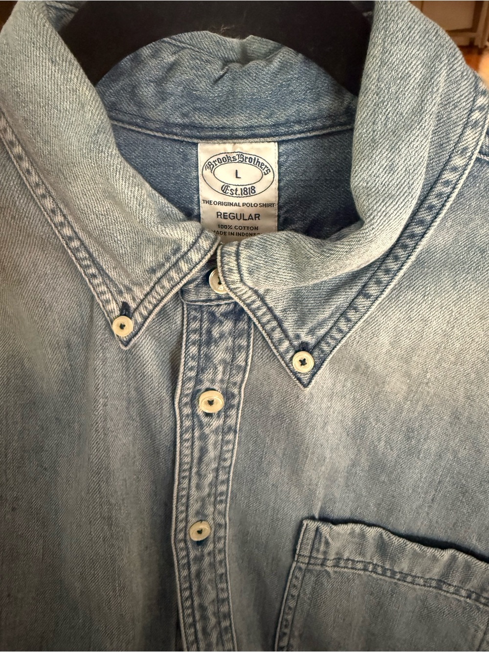 Brooks Brothers Archival Denim Shirt in Cotton Twill, Large (Blue) - Picture 4 of 4